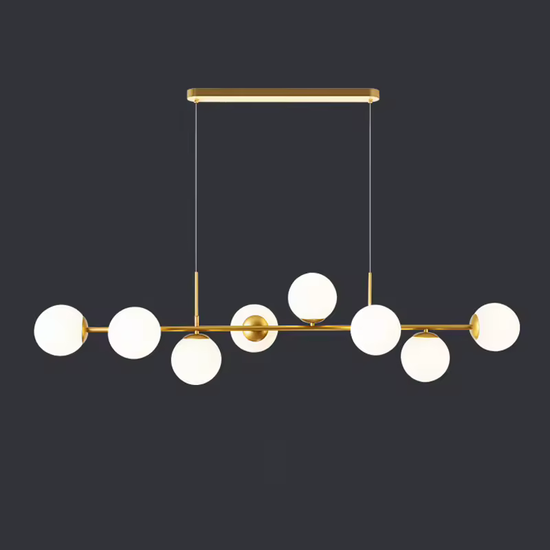 Suspension branche dorée 5 globes